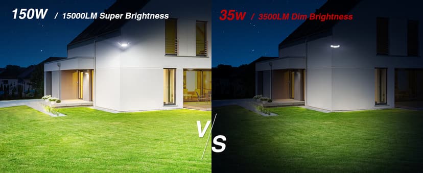 150W Flood Lights Outdoor Waterproof IP65, Exterior LED Floodlights with 3 Adjustable Heads, 15000LM Super Bright Security Lights Fixture, Outside Lights for House, Backyard