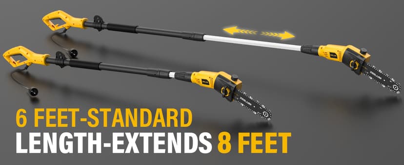 Pole Saw Corded, 6 Amp 8 Inch Pole Saws for Tree Trimming, Electric Pole Saw with 13 Feet Height Reach, Tool-free Installation
