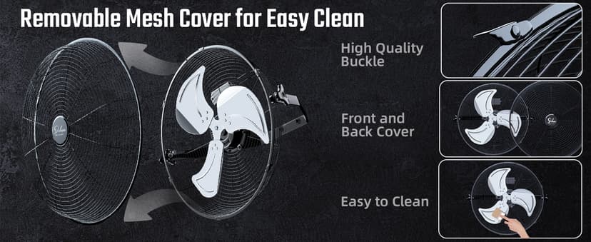 Simple Deluxe 18 Inch Industrial Wall Mount Fan, 3 Speed Commercial Ventilation Metal Fan for Warehouse, Greenhouse, Workshop, Patio, Factory and Basement - High Velocity