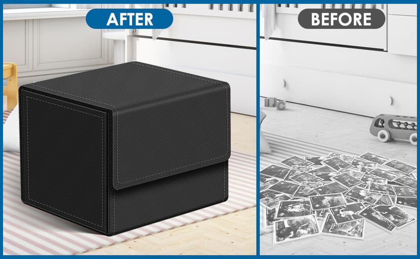 Homthy 4 Pack Card Box - Large Size, Fits 400+ Sleeved Cards, Compatible with Mtg Deck, Premium Leather Card Box for Trading Cards