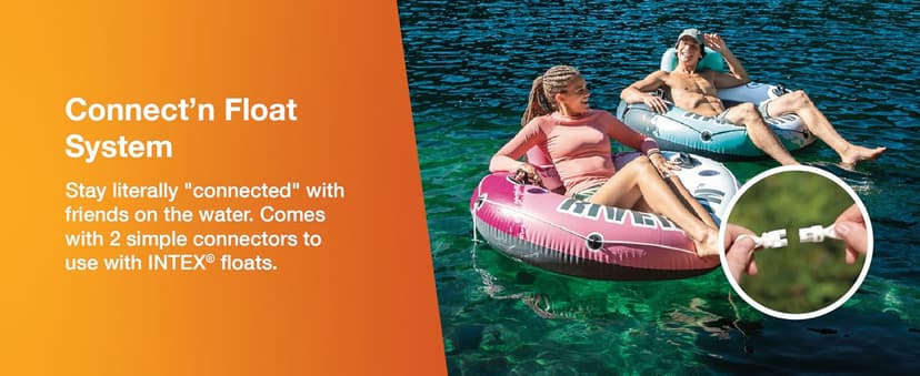 INTEX 58825EP River Run 1 Inflatable Floating Lounge: Comfortable Backrest – Built-in Cup Holders – Durable Grab Handles – All Around Grab Rope – 220lb Weight Capacity– Blue