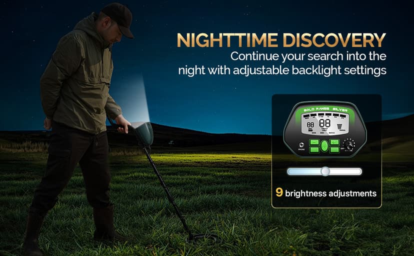 Metal Detector for Adults Professional - IP68 Waterproof Metal Detector, High Accuracy, A-M, Disc, Notch & Pinpoint Modes, Bigger LCD Display, 10” Waterproof Search Coil, New Advanced DSP Chip