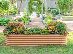 Vego garden Raised Garden Bed Kits, 17" Tall 9 in 1 8ft X 2ft Metal Raised Planter Bed for Vegetables Flowers Ground Planter Box-British Green