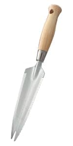 SUMIO 13.3" Alloy Steel Garden Trowel with Forked Tip and Depth Markings, Weeding Knife for Root Cutting, Transplanting, Digging, and Slit Weeding