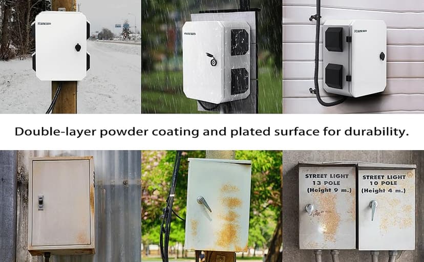 Outdoor Electrical Box, Cold-Rolled Steel Plate, Aluminum Alloy Back Beam, One-Piece Ventilation Design, IP65 Waterproof, Wall/Pole Mounted (15.7" x 11.8" x 7.9")