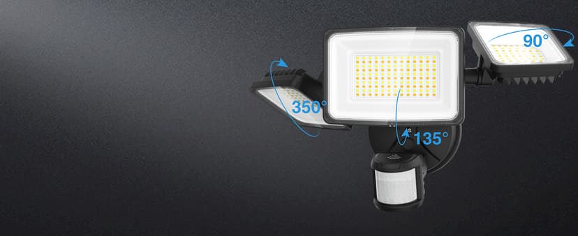 Onforu 100W Smart LED Security Lights Motion Sensor Outdoor 9000LM, 2500K-6500K, WiFi Alexa Flood Light APP Control, Motion Detector with Adjustable 3 Head, IP65 Wall Light for Yard (Black)