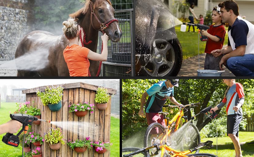 Vagueior Cordless Pressure Washer Gun, Portable Power Cleaner,with 21V 3.0AH Battery and Charging Kit, 5-in-1 Nozzle, Suitable for Outdoor Cleaning and Watering. (1 Battery, BLACK)