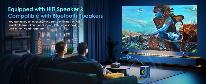 YOWHICK 4K Projector with WiFi and Bluetooth, 20000L Native 1080P Outdoor Portable Movie Projector, Smart Video Projector, 50% Zoom/400" Display, Compatible with HDMI/USB/PC/TV/PS5/DVD/Android/iOS