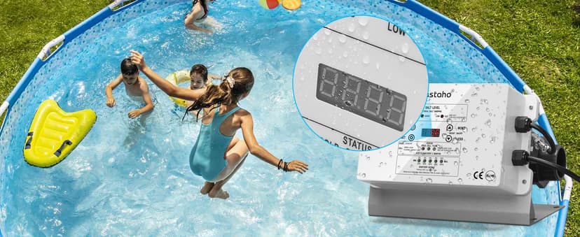 Saltwater Pool System, Westaho Salt Chlorine Generator with USA Titanium Cell for Above Ground Pools Up to 15,000 Gallons, Compatible with Intex Pool, IP 66 Waterproof