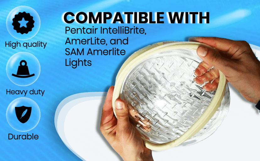 (1 Set) 8 3/8" Pool Light Lens Gasket and Stainless Pilot Screw - Exact Replacements for Pentair 79101600Z and 79104800 - Compatible with Pentair IntelliBrite, AmerLite, and SAM Amerlite Lights