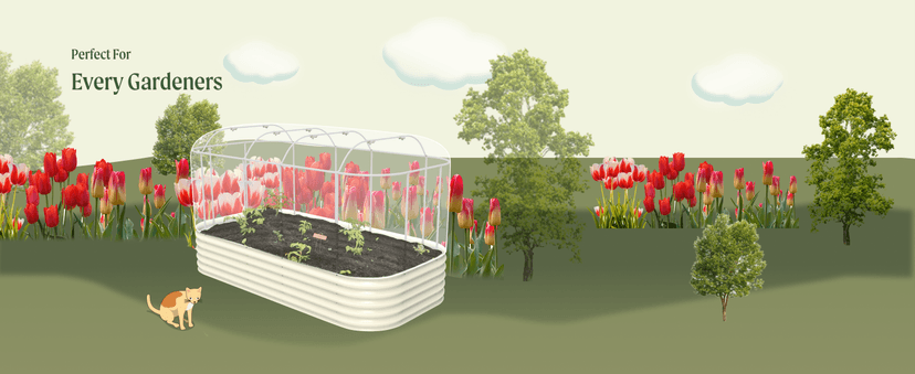 Vego garden Raised Garden Bed Kits, 17" Tall 9 in 1 8ft X 2ft Metal Raised Planter Bed for Vegetables Flowers Ground Planter Box-British Green