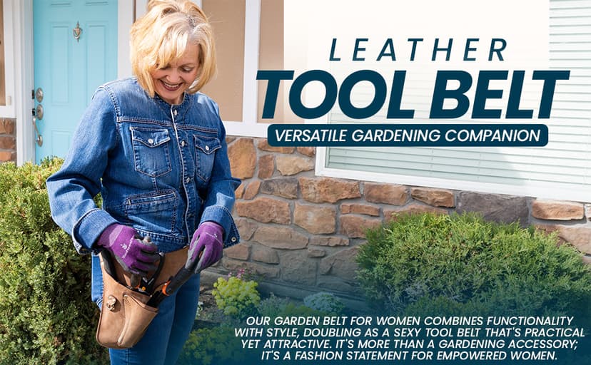 Leather Garden Utility Belt for Women - Florist Tool Holster, Gardening Apron - Gift Box Included, Hammer Holder
