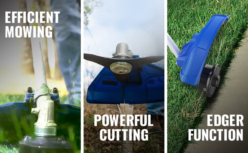 26cc Weed Wacker Gas Powered, String Trimmer/Edger, Pole Saw, Hedge Trimmer and Brush Cutter Blade, 4-in-1 Multi Yard Care Tools, Rubber Handle & Shoulder Strap Included