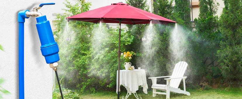 homenote Misting Cooling System 59FT (18M) Misting Line + 20 Brass Mist Nozzles + Brass Adapter(3/4") Outdoor Mister for Patio Backyard Garden Greenhouse Watering