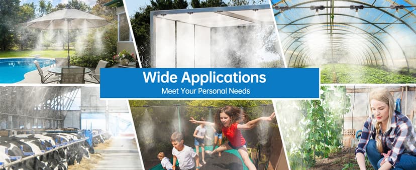 Misting Cooling System for Outdoor Patio & Garden - Brass Nozzles, UV-Resistant Tubing, DIY Installation - Water-Saving Backyard Mister for Greenhouse, Trampoline, Pool, BBQ Parties (50FT / 15M)