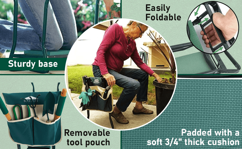 Garden Kneeler and Seat, Foldable Garden Stool Heavy Duty Gardening Bench for Kneeling and Sitting to Prevent Knee & Back Pain, Gardening Gifts for Women, Grandparents, Seniors, Mom & Dad