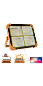 Portable LED Work Solar Light 100W 16500mAh 10000 LM with Stepless Brightness Job Site Battery Rechargeable LED Floor Light for Emergency Worklight for Hurricane Father's Day Gift