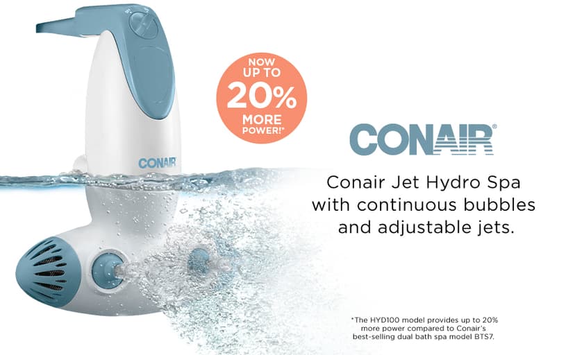 Conair Jet Hydro Spa - Portable Bath Spa with Dual Hydro Jets for Tub - Bath Spa Jet for Tub Creates Soothing Bubbles and/or Massage - Spa Bath for at Home Use