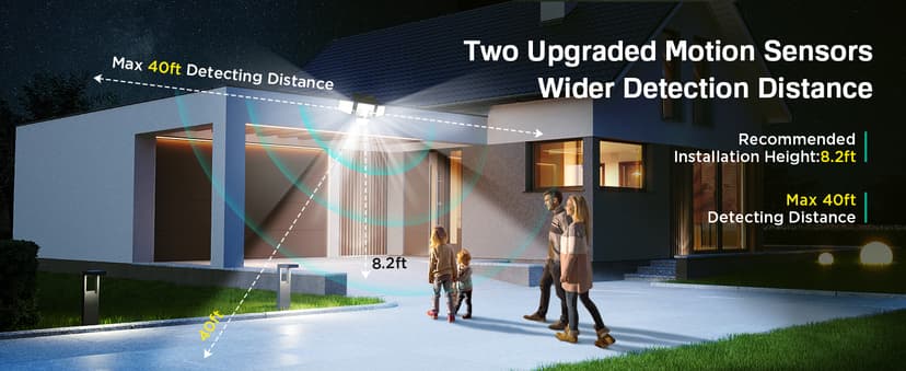 Solar Outdoor Lights - 3000LM 188 LED Motion Sensor Outdoor Lights, 4 Heads Security Light,IP65 Waterproof, Easy Install,270°Wide Angle Flood Wall Light with 3 Modes for Backyard Yard (2 Pack)