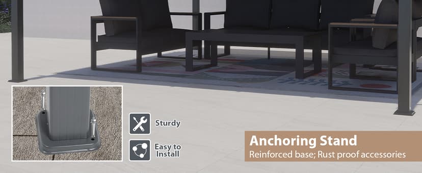 Aoodor 10 x 10 ft Outdoor Pergola with Retractable Shade Canopy, Matte Aluminum Frame, 4 Roller Shade Curtains, Grape Trellis for Patio, Backyard, Garden, and Deck, Dark Brown