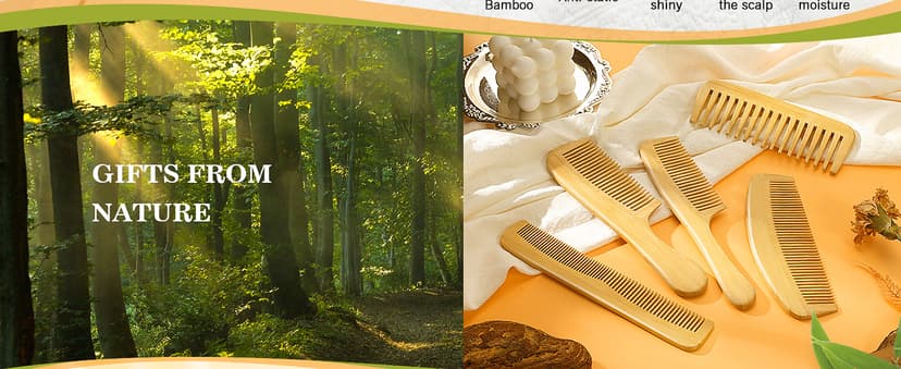 SALONSILK 5PCS Wooden Hair Comb Set, Bamboo Wide Tooth Fine Tooth Combs for Women and Men, Natural Wood Beard Styling Curly Detangling Set for Thick & Thin Hair