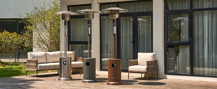 EAST OAK 50,000 BTU Patio Heater for Outdoor Use With Round Table Design, Double-Layer Stainless Steel Burner and Wheels, Outdoor Patio Heater for Home and Commercial, Bronze, 31.9" x 31.9" x 86.6"