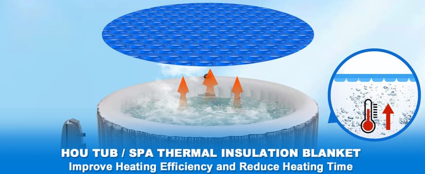 Hot Tub Spa Solar Bubble Cover Blanket for Round Inflatable Hot Tub Spa Pool Thermal Insulation Floating Bubble Wrap Covers (6 Ft)