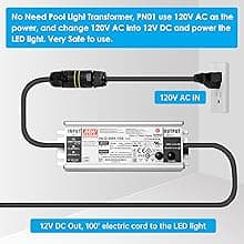 HQUA PN01DC 120V AC Remote Control LED RGBW Color Change Inground Pool Light, 10 Inch 50W with 100 Feet Cord, UL Listed Transformer Included, Fit for 10" Large Wet Niches.