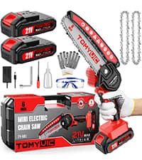 Electric 6 Inch Mini Small Cordless Battery Powered Handheld Chainsaw With Charger For Trimming On Tree Branches, Wood Cutting, Pruning Shears To Diy, Backyard Upkeep, Light Home Repairs