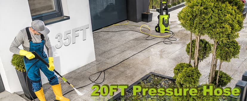 AgiiMan Electric Pressure Washer - 4800PSI Max 3.2 GPM Power Washer with 35FT Power Cord, 20FT Hose, Soap Tank, High Pressure Washer Electric Powerd Car Cleaning for Garden, Patios, Yard, Green