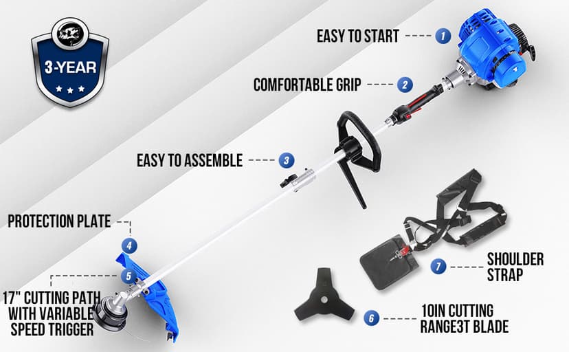 2-in-1 Yard Care System, 31cc, 4-Cycle Gas Engine Straight Shaft Multi-Tool with Brush Cutter, String Grass Trimmer and Shoulder Harness