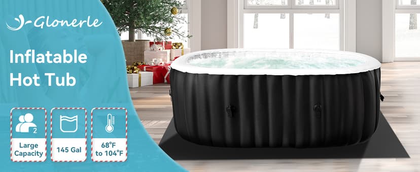 4-6 Person Inflatable Hot Tub, Large Square Portable Blow up Hot Tub, Leak-Proof PVC Outdoor Spa with 130 Air Jets, Insulated Cover and Heater Pump, 73” X 73”X 25”
