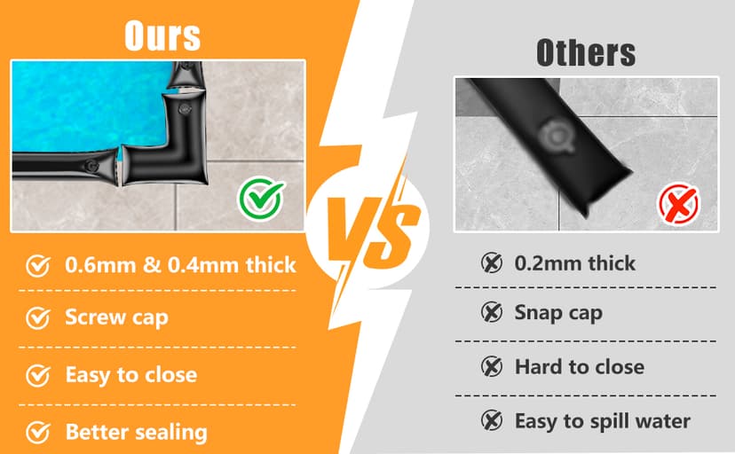 10 Pack 0.6mm Thicker Pool Cover Water Bags with Pool Cover Weights Corner, 8 Ft PVC Pool Water Tubes with Screw Caps for Winterizing for Inground Swimming Pool Winter Cover