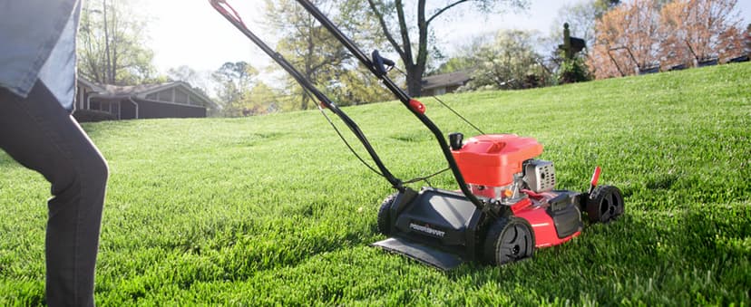 PowerSmart Lawn Mower Gas Powered, 18-Inch 144cc Engine 3-in-1 Walk-Behind Push Lawn Mower, Oil Included