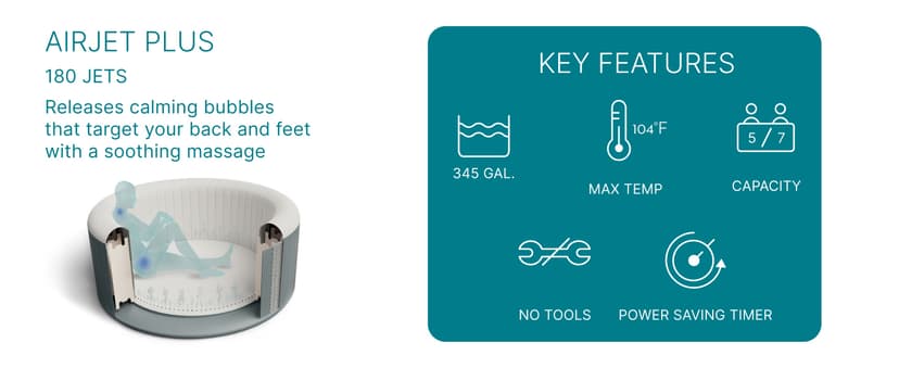 Bestway SaluSpa Toronto Smart AirJet Plus Hot Tub with App Control, 7 Person Capacity, Pool Cover, Spa Pump, 5 Pillows, and Repair Patch, Brown