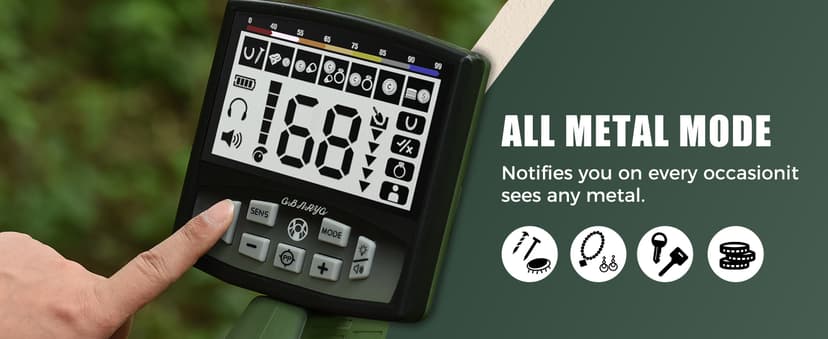 Professional Metal Detector for Adults,12" IP68 Waterproof Search Coil with LCD Backlight,5 Modes Gold Detector,Advanced DSP Chip&High Accuracy System for Beach/Gold Hunting