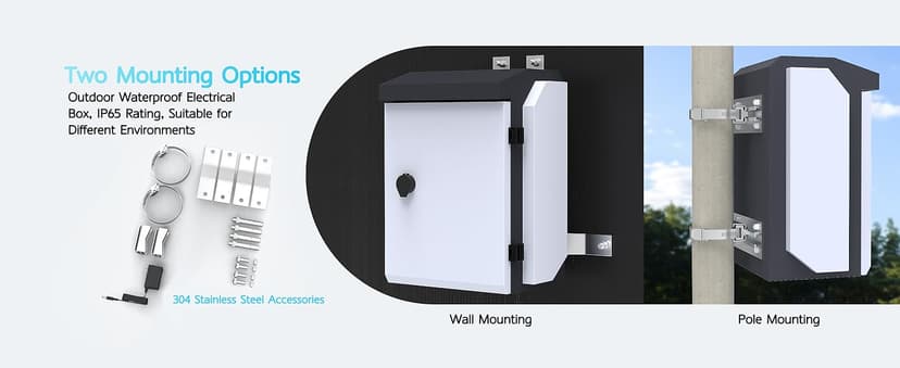 Outdoor Electrical Box with Thermostat and Fan, Precise Temperature Control 0.1°F, IP65 Water Resistant Rating, Galvanized Steel, Aluminum Rear Beam(15.7"x12.6"x9.6")