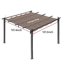 Aoodor 10 x 10 ft Outdoor Pergola with Retractable Shade Canopy, Matte Aluminum Frame, 4 Roller Shade Curtains, Grape Trellis for Patio, Backyard, Garden, and Deck, Dark Brown