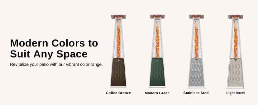 EAST OAK Pyramid Patio Heater, 48,000 BTU Outdoor Patio Heater All Stainless Steel, Quartz Glass Tube Propane Heater, Triple Protection System, With Wheels, Outdoor Heater for Commercial & Residential