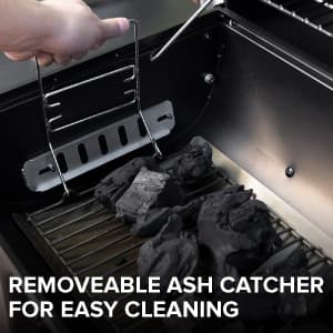 Nexgrill Premium 29" Charcoal Grill with Side Shelf, 552 SQ In Cooking Space, Adjustable Charcoal Tray, Chimney Air Vent, Warming Rack, Barrel Smoker Grill for Camping, Picnics, and More - 810-0029C