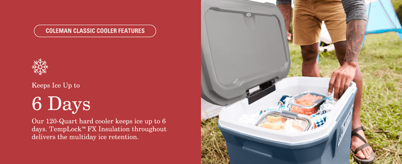 Coleman Classic Series Insulated Portable Wheeled Cooler, Leak-Resistant Outdoor Hard Cooler Keeps Ice up to 5 Days, 100-Quart