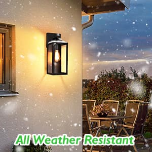 BesLowe Outdoor Wall Mount Light Fixture, Exterior Wall Lantern Waterproof, Black Outside Porch Sconce Lighting with Matte Black Finish & Glass Shade for House Garage Doorway Patio, E26 Socket