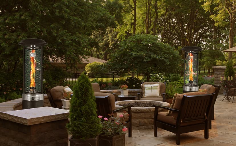 BALI OUTDOORS Propane Patio Heater, Stainless Steel Standing, 36,000 BTUs Portable Commercial Outdoor Gas Patio Heater with Glass Tube for Deck, Garden and Porch