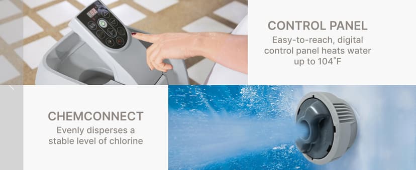 Bestway SaluSpa Cancun 71" x 26" Inflatable Hot Tub Round Portable Outdoor Spa with 120 AirJets and EnergySense Energy Saving Cover, Grey