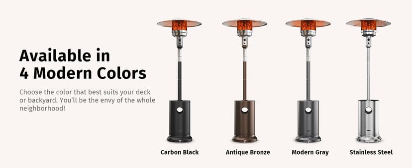 EAST OAK 50,000 BTU Patio Heater for Outdoor Use with Round Table Design, Double-Layer Stainless Steel Burner, Wheels, Triple Protection System, Outdoor Heater for Home and Residential, Black