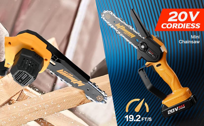 Mini Chainsaw 6-Inch with 2 Battery Mini Electric Chain Saws Cordless Handheld Portable Small Chainsaw for Wood Cutting