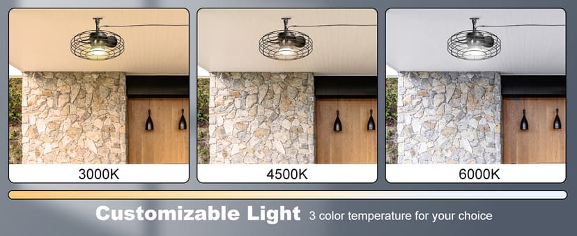 Outdoor Ceiling Fans with Light for Patios, 20'' Wet Rated Gazebo Fan Remote&APP Control, Dimmable Hanging Fan with Plug in Cord for Pergola, Black