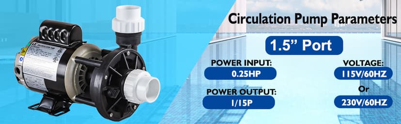 SPA Circulation Pump, Single Speed Hot Tub Circulating SPA Pump for Replacement OEM Mode, 0.25HP (115V or 230V), 1.5"Port (Model: 48WTC0153C-I)