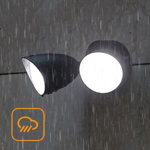 UME 2-Packs 2500 Lumen 32 Watt 28 LED Dual-Head Floodlight Outdoor, Full Metal Design, Waterproof Exterior Security Wall Light 5000K for Patio, Garden, Yard-Black