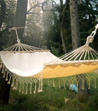 Brazilian Hammock with Tree Straps - Cotton Hammocks Portable Hammock with Carry Bag for Backyard, Porch, Outdoor and Indoor Use Yellow & Green